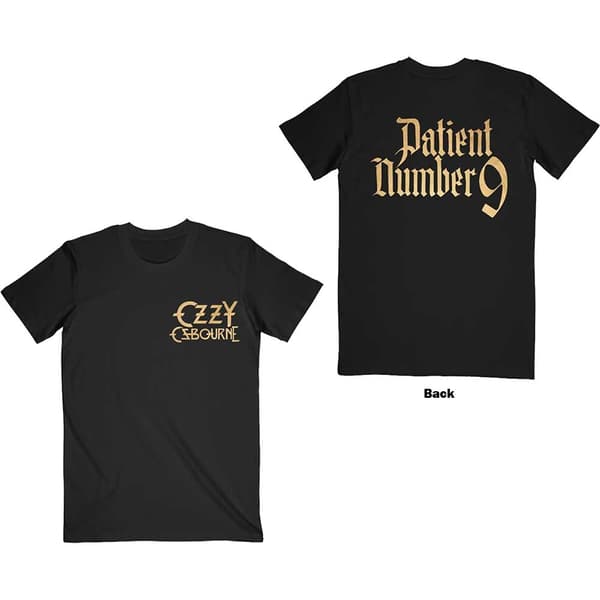 Ozzy Osbourne Unisex T-Shirt: Patient No. 9 Gold Logo (Back Print) (X-Large)