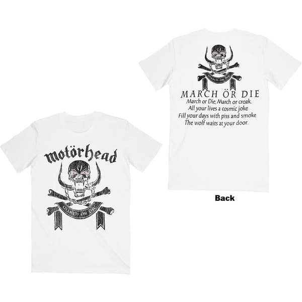 Motorhead Unisex T-Shirt: March or Die (Back Print) (Large)