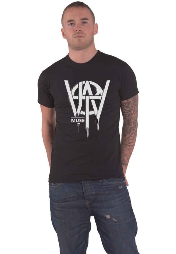 Muse T Shirt Will of the People Stencil Band Logo Official Mens Black