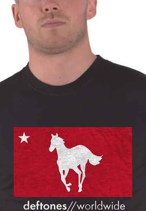 Deftones T Shirt Star and Pony Band Logo Official Unisex Black