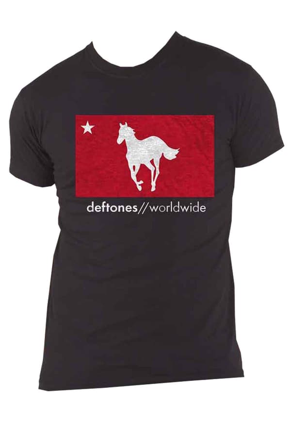 Deftones T Shirt Star and Pony Band Logo Official Unisex Black