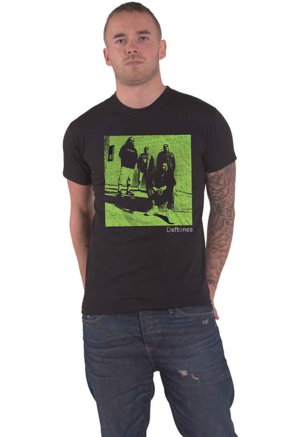 Deftones T Shirt Green Photo Band Logo Official Unisex Black