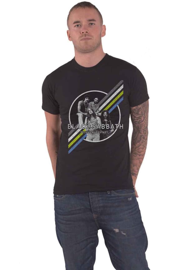 Black Sabbath T Shirt Technical Ecstasy Band Logo Official Unisex Black
