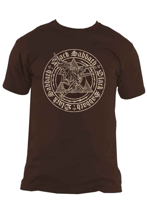 Black Sabbath T Shirt Henry Pyramid Emblem Band Logo Official Unisex Brown