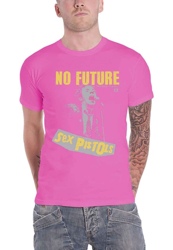 The Sex Pistols T Shirt No Future Band Logo Official Mens Pink