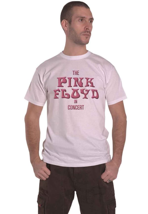 Pink Floyd T Shirt In Concert Puff Print Logo Official Unisex White White L