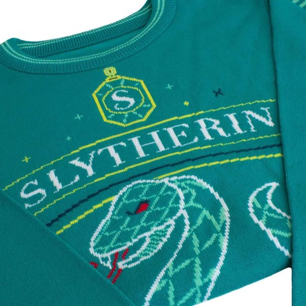 Harry Potter Christmas Jumper Slytherin Crest Official Unisex Green Ugly Sweater