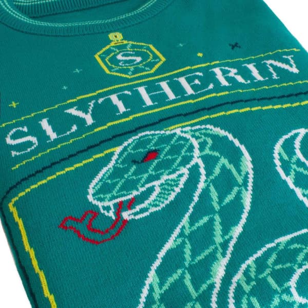 Harry Potter Christmas Jumper Slytherin Crest Official Unisex Green Ugly Sweater