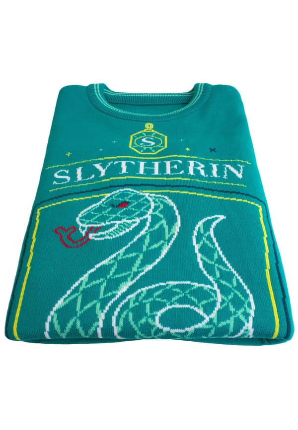 Harry Potter Christmas Jumper Slytherin Crest Official Unisex Green Ugly Sweater