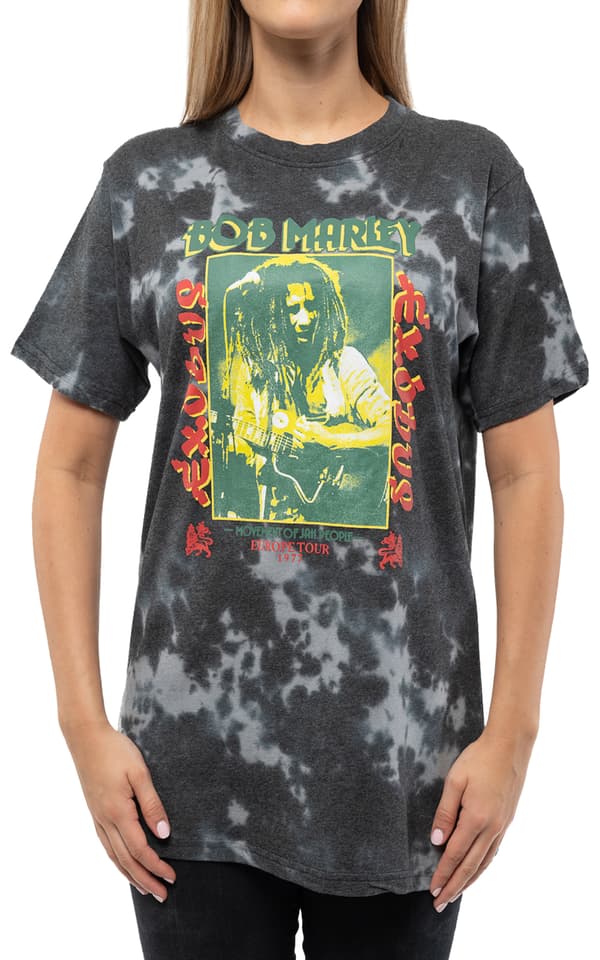 Bob Marley T Shirt Exodus European Tour Official Unisex Dye Wash Black