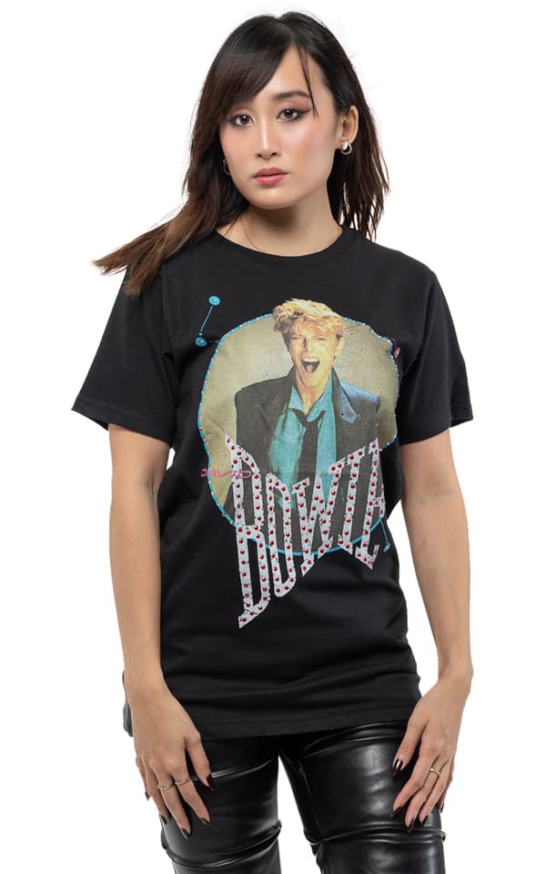 David Bowie T Shirt Vintage 1983 Diamante Logo Official Unisex Black