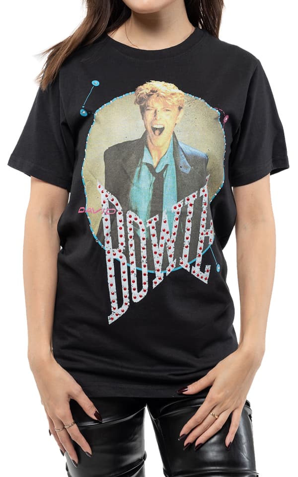David Bowie T Shirt Vintage 1983 Diamante Logo Official Unisex Black