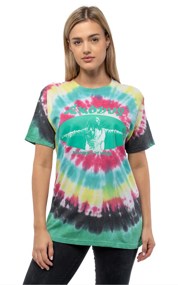 Bob Marley T Shirt Exodus Oval Logo Official Unisex Tie Dye Black