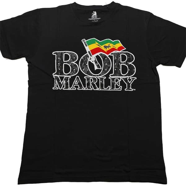 Bob Marley Unisex T-Shirt: Flag Logo (Diamante) (Small)