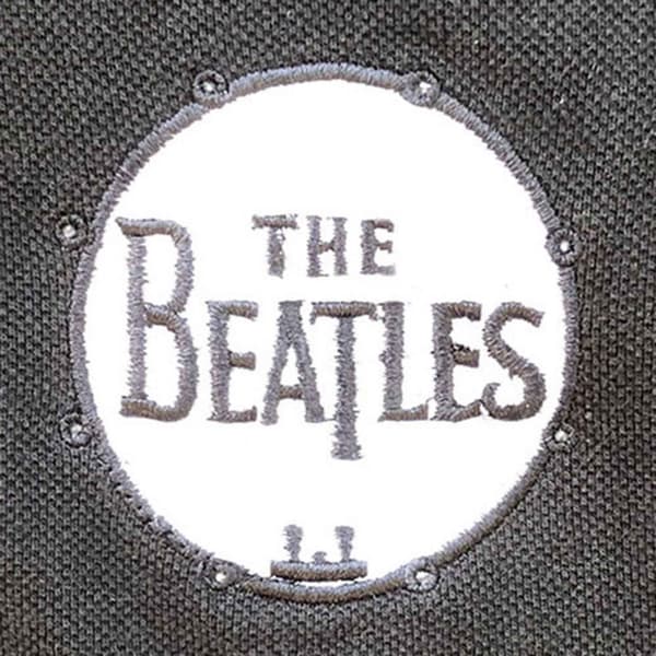 The Beatles Polo Shirt Drum Band Logo Official Mens Black