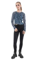 Miniatyrbild 2 av 4: Nightmare Before Christmas Mesh Top Mystic Night Print Cropped Girls Womens