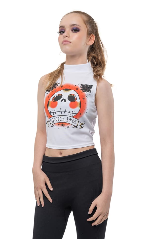 Nightmare Before Christmas Top Jack Since 1993 High Neck Womens Girls White