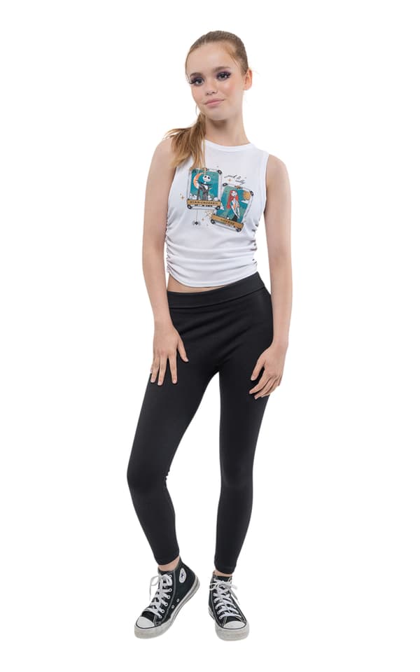 Nightmare Before Christmas Vest Jack Sally Cropped Girls Womens White