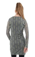 Miniatyrbild 4 av 4: Beetlejuice Dress Stripes Logo Official Long Sleeve Mesh Bodycon Womens Girls