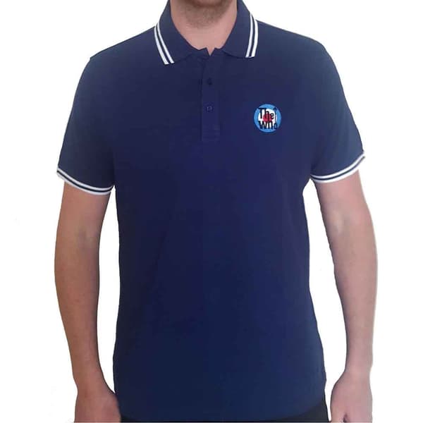 The Who Polo Shirt Target Band Logo Official Mens Navy Blue Navy XL