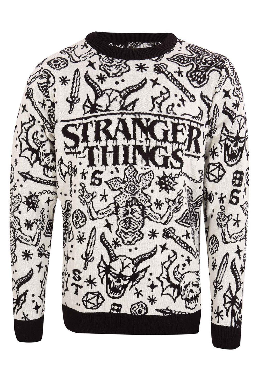 Stranger Things Christmas Jumper Hellfire Club Collage Unisex Ugly Sweater