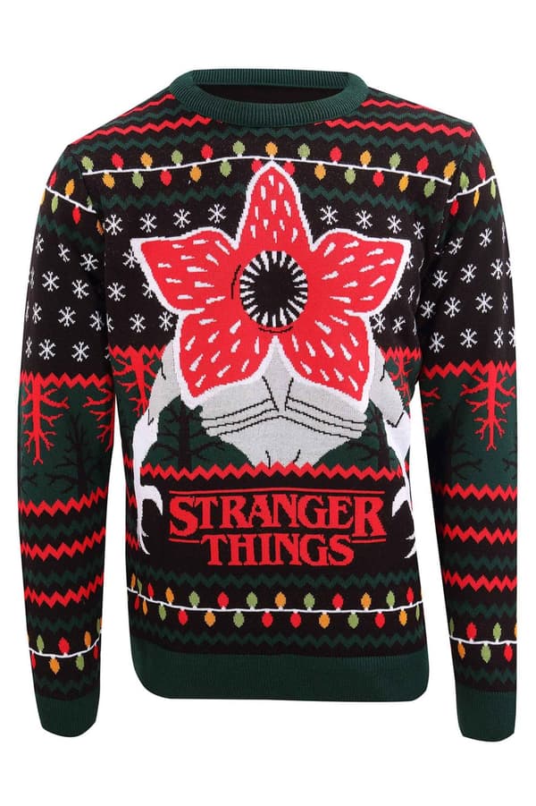 Stranger Things Christmas Jumper Demogorgan Official Unisex Ugly Sweater Black XXL