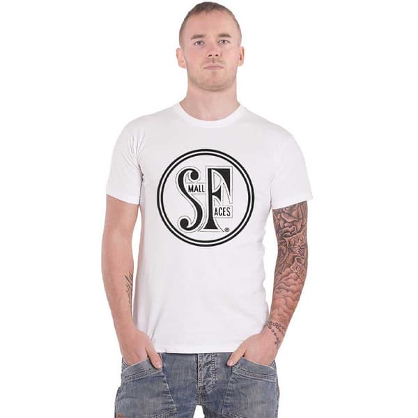 Small Faces T Shirt Band Logo Official Mens White