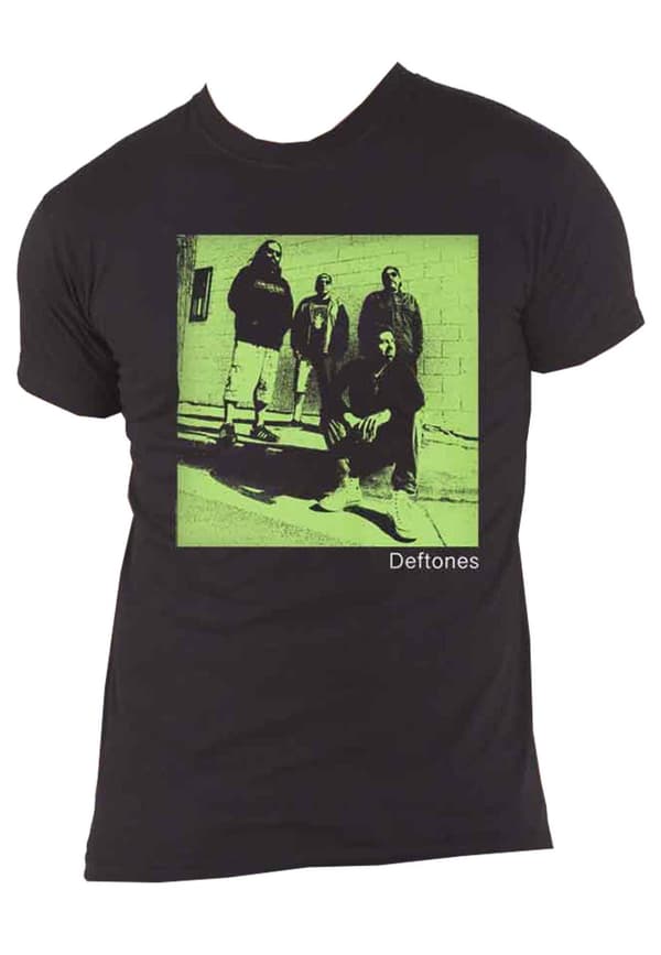 Deftones T Shirt Green Photo Band Logo Official Mens Black