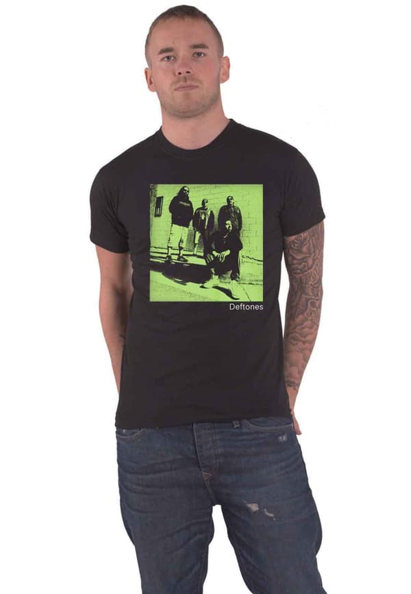 Deftones T Shirt Green Photo Band Logo Official Mens Black