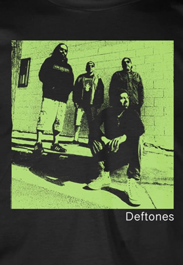 Deftones T Shirt Green Photo Band Logo Official Mens Black