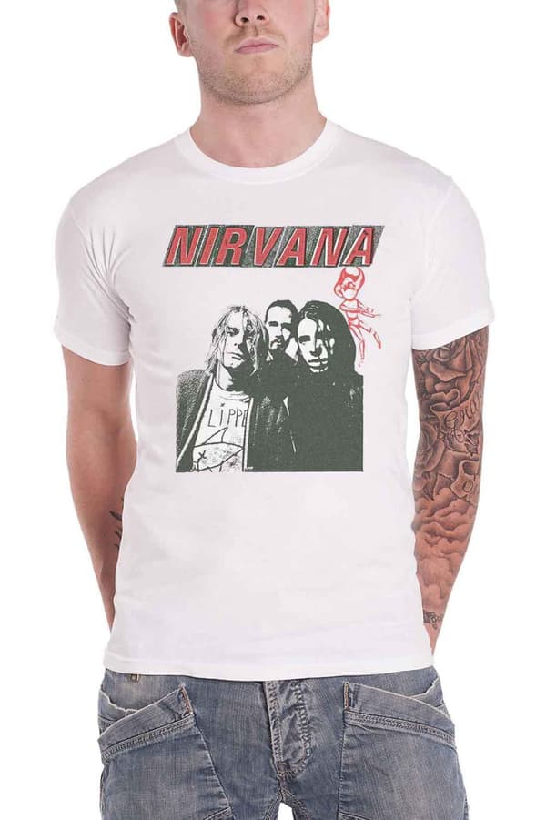 Nirvana T Shirt Flipper Photo Band Logo Official Unisex White