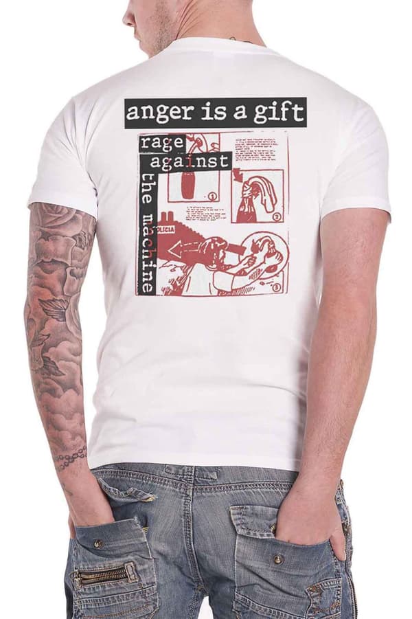 Rage Against The Machine T Shirt Anger Is A Gift Official Unisex White