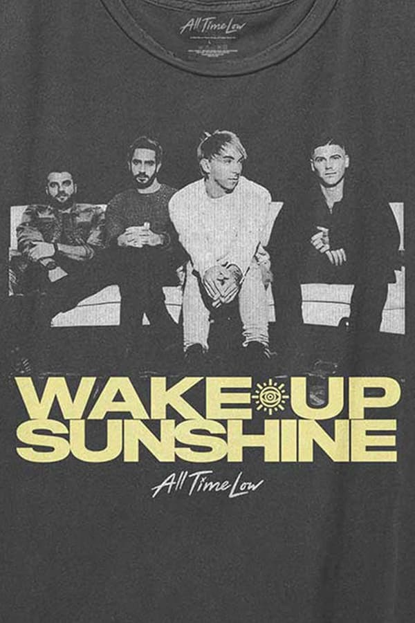 All Time Low T Shirt Faded Wake Up Sunshine Official Unisex Charcoal Grey