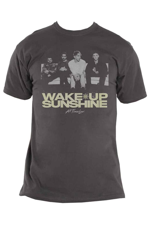 All Time Low T Shirt Faded Wake Up Sunshine Official Unisex Charcoal Grey