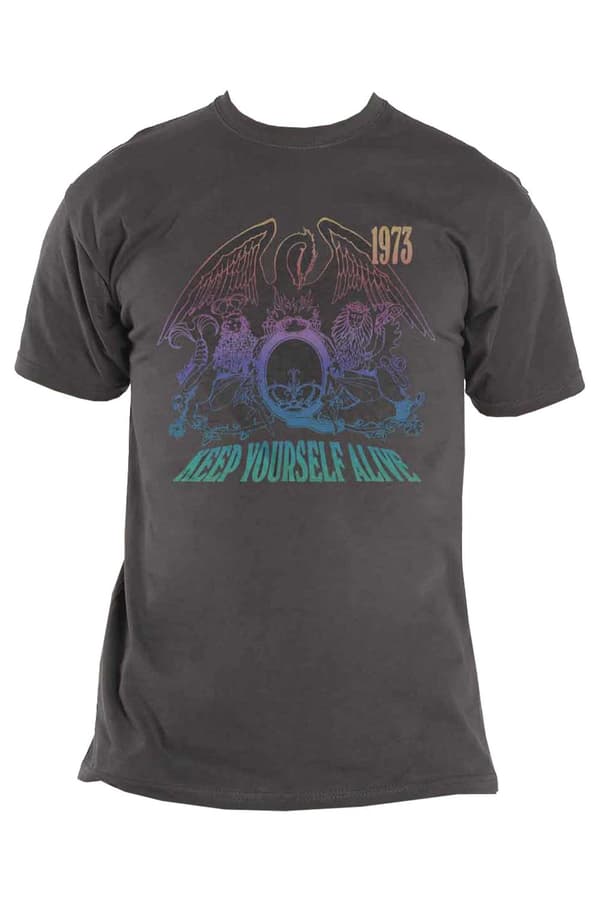 Queen T Shirt Keep Yourself Alive Band Logo Official Unisex Charcoal Grey