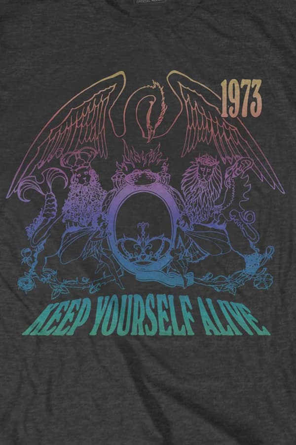 Queen T Shirt Keep Yourself Alive Band Logo Official Unisex Charcoal Grey
