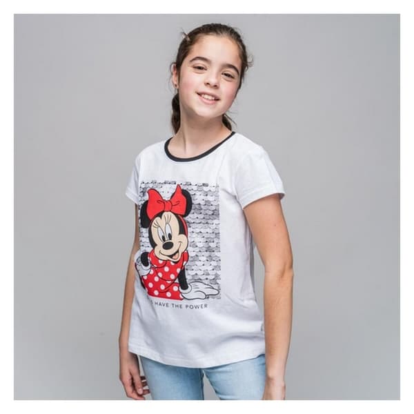 Child's Short Sleeve T-Shirt Minnie Mouse White