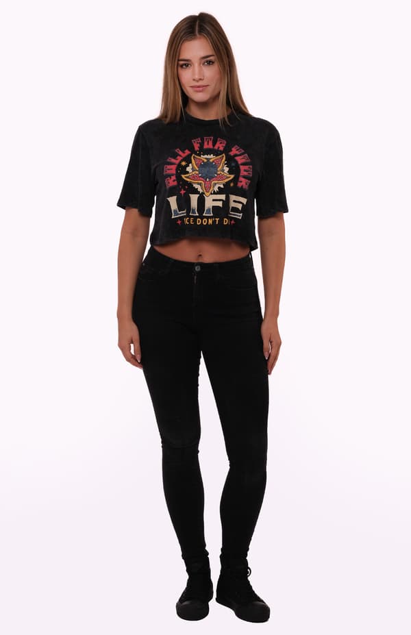 Stranger Things Hellfire Club Cropped Girls Womens T Shirt