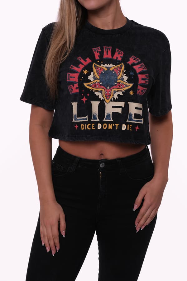 Stranger Things Hellfire Club Cropped Girls Womens T Shirt