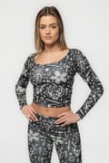 Miniatyrbild 3 av 4: Stranger Things Top Hellfire Club All Over Print Long Sleeve Girls Womens