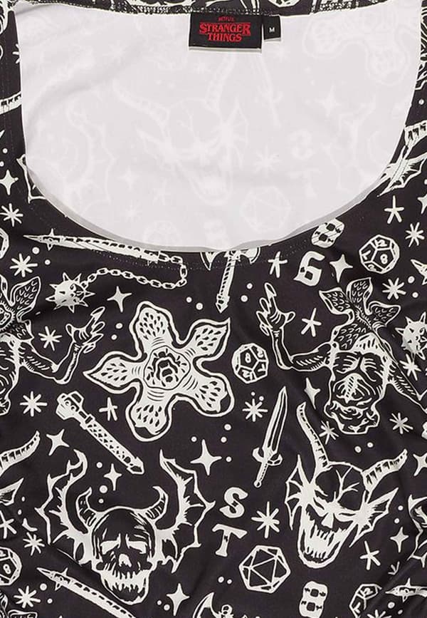 Stranger Things Top Hellfire Club All Over Print Long Sleeve Girls Womens