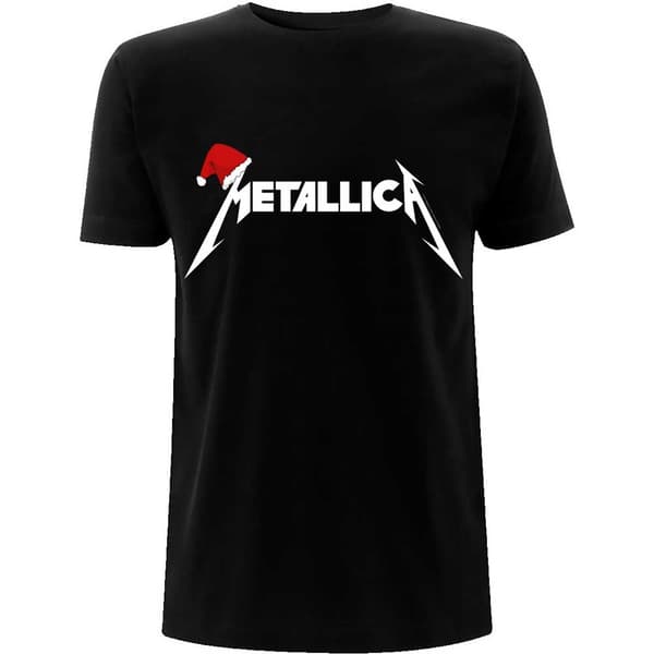 Metallica Unisex T-Shirt: Santa Hat Logo (Medium)
