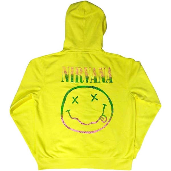 Nirvana Unisex Zipped Hoodie: Sorbet Ray Smiley (Back Print) (Small)