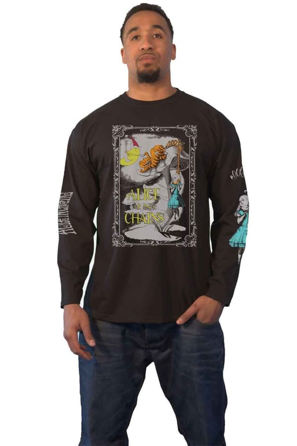 Alice In Chains T Shirt Wonderland Band Logo Official Mens Black Long Sleeve Black L
