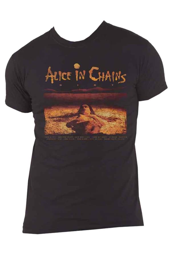 Alice In Chains T Shirt Dirt Tracklist Band Logo Official Mens Black