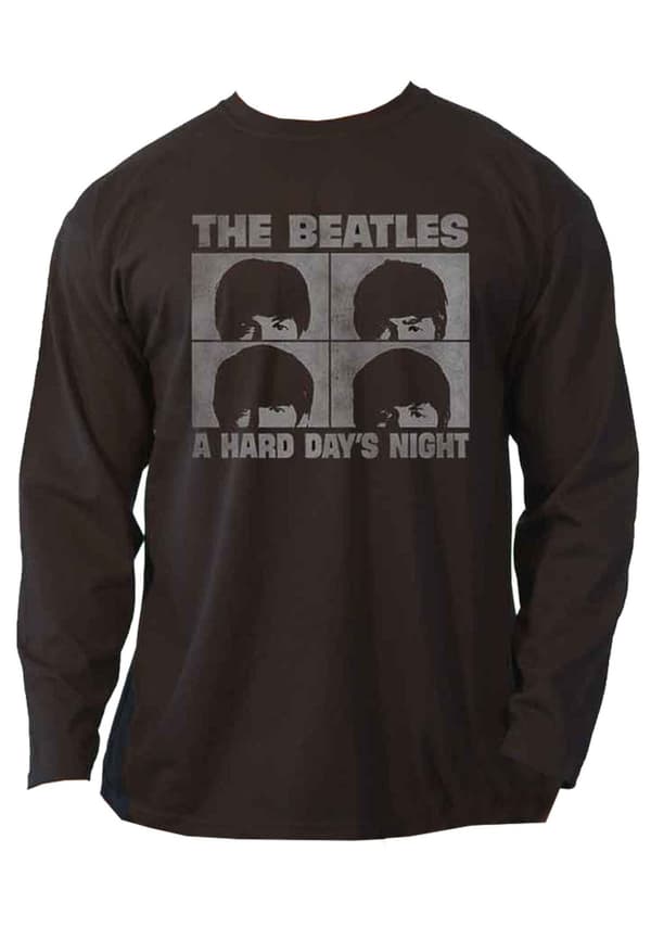 The Beatles T Shirt Hard Days Night Official Unisex Black Long Sleeve