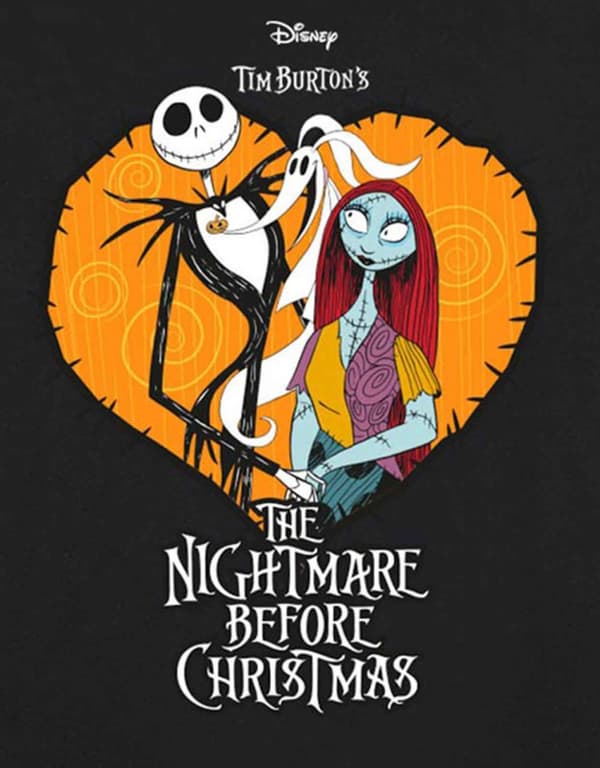 Nightmare Before Christmas T Shirt Heart Logo Official Disney Mens Black