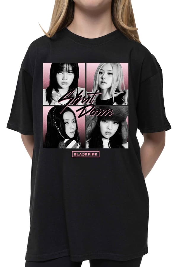 BlackPink T Shirt Shut Down Photo Grid Band Logo Official Unisex Black