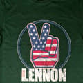 Miniatyrbild 5 av 6: John Lennon T Shirt Peace Fingers US Flag Logo Official Unisex Green
