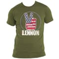 Miniatyrbild 6 av 6: John Lennon T Shirt Peace Fingers US Flag Logo Official Unisex Green